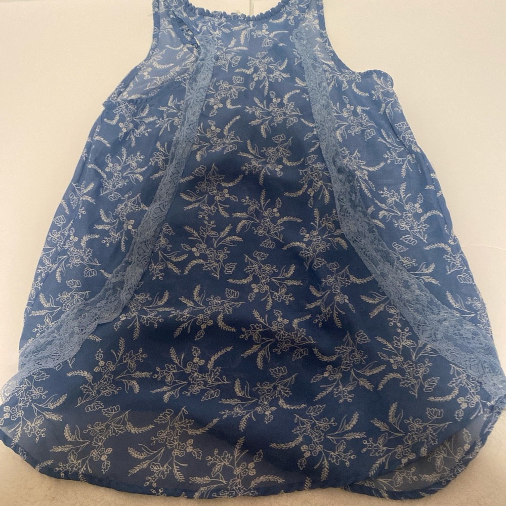 Charlotte Russe Blue Floral Lace Tank Top
